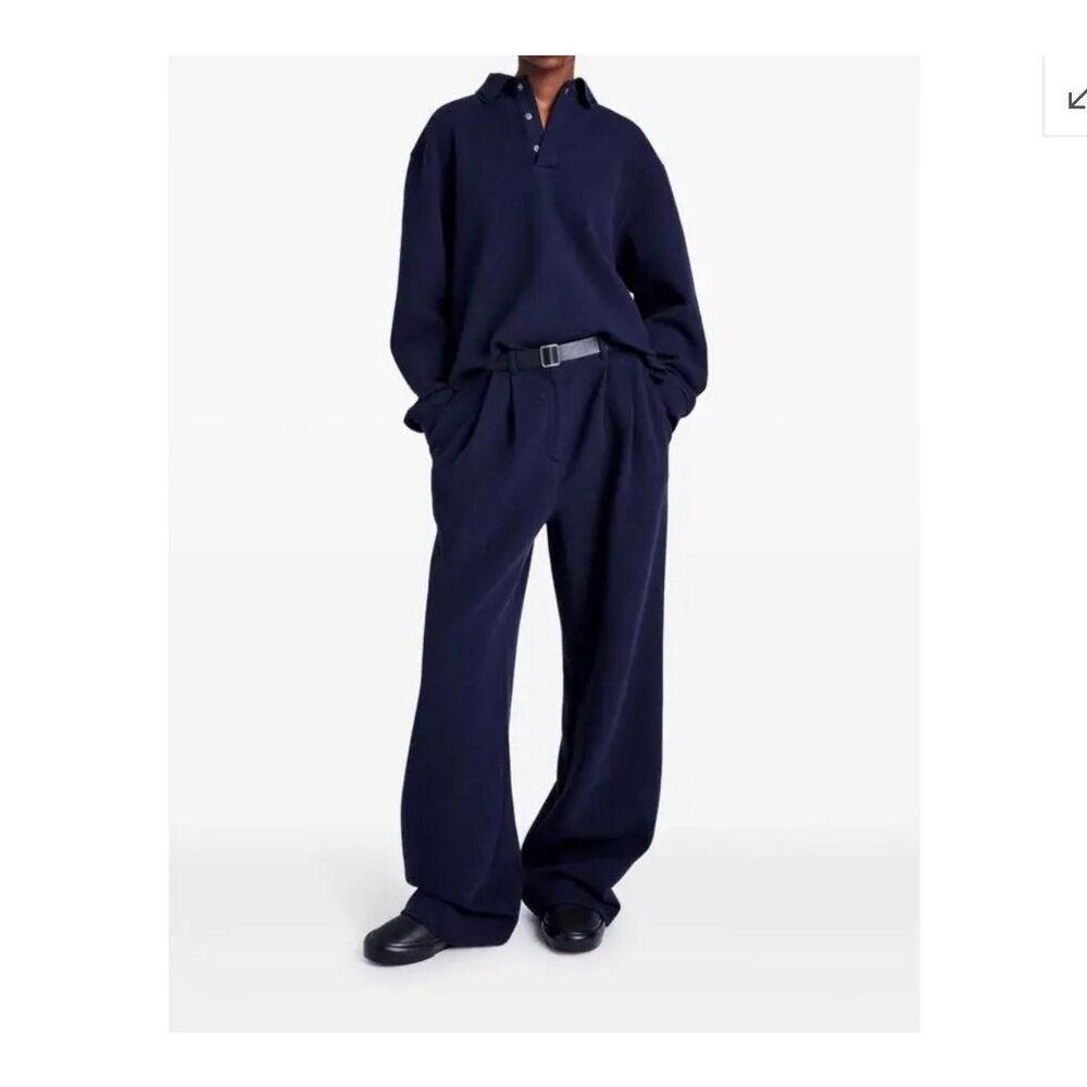 Proenza Schouler $395 White Label Women's Crinkle Genevieve Shirt navy blue XS N